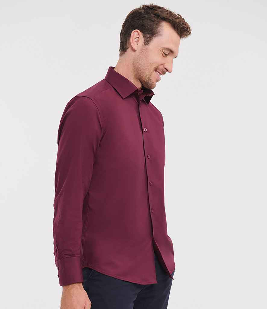 Russell Collection Long Sleeve Easy Care Fitted Shirt | Port