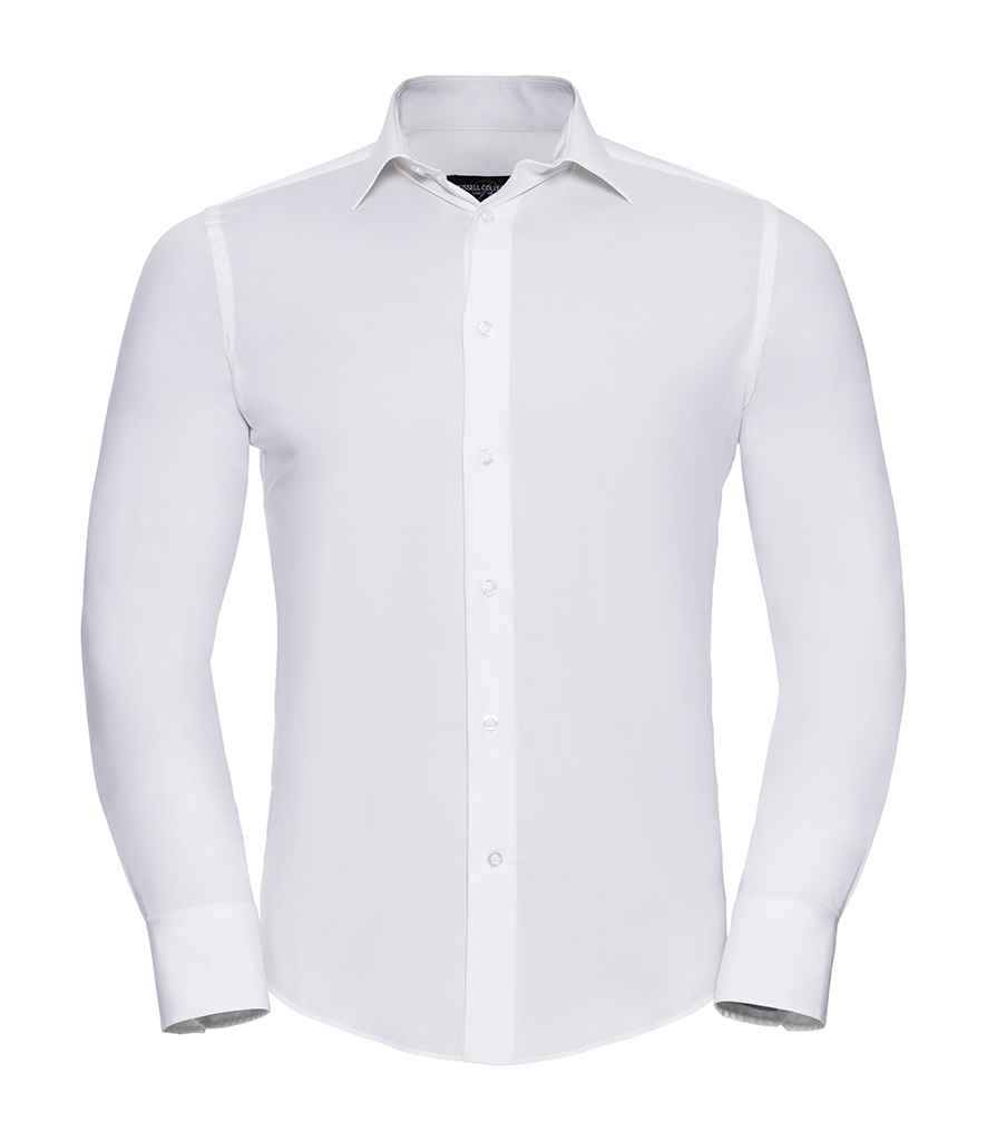Russell Collection Long Sleeve Easy Care Fitted Shirt | White