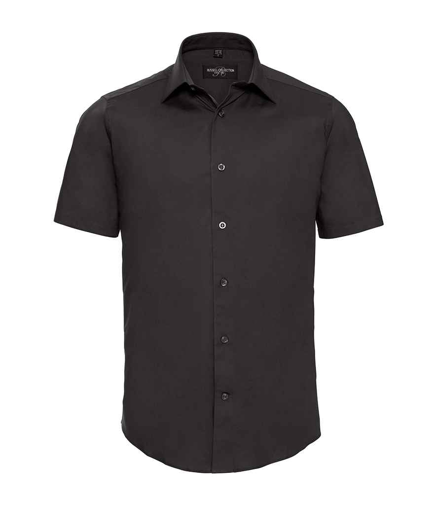 Russell Collection Short Sleeve Easy Care Fitted Shirt | Black