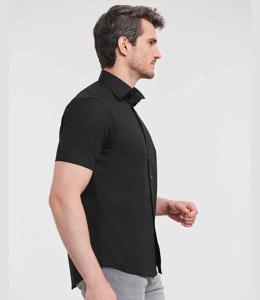 Russell Collection Short Sleeve Easy Care Fitted Shirt | Black