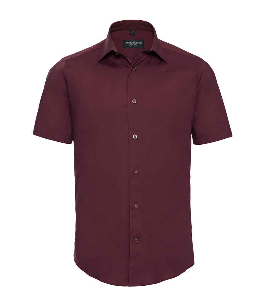 Russell Collection Short Sleeve Easy Care Fitted Shirt | Port