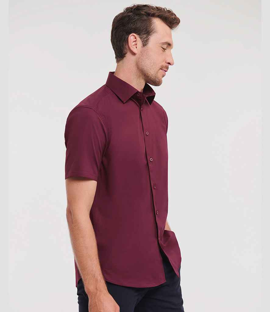 Russell Collection Short Sleeve Easy Care Fitted Shirt | Port
