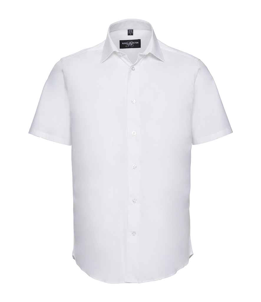 Russell Collection Short Sleeve Easy Care Fitted Shirt | White