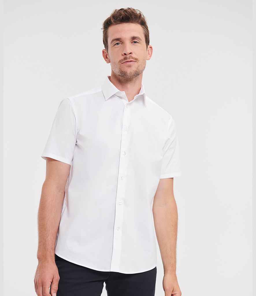 Russell Collection Short Sleeve Easy Care Fitted Shirt | White