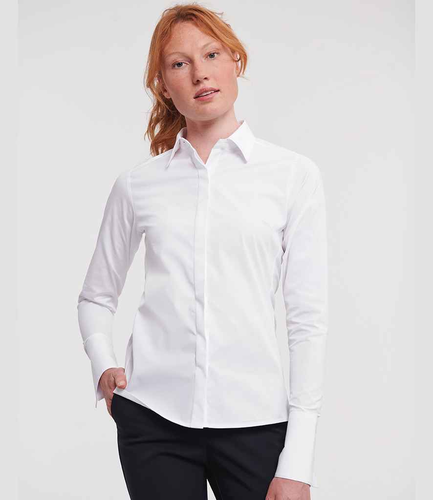 Russell Collection Ladies Ultimate Stretch Shirt | White