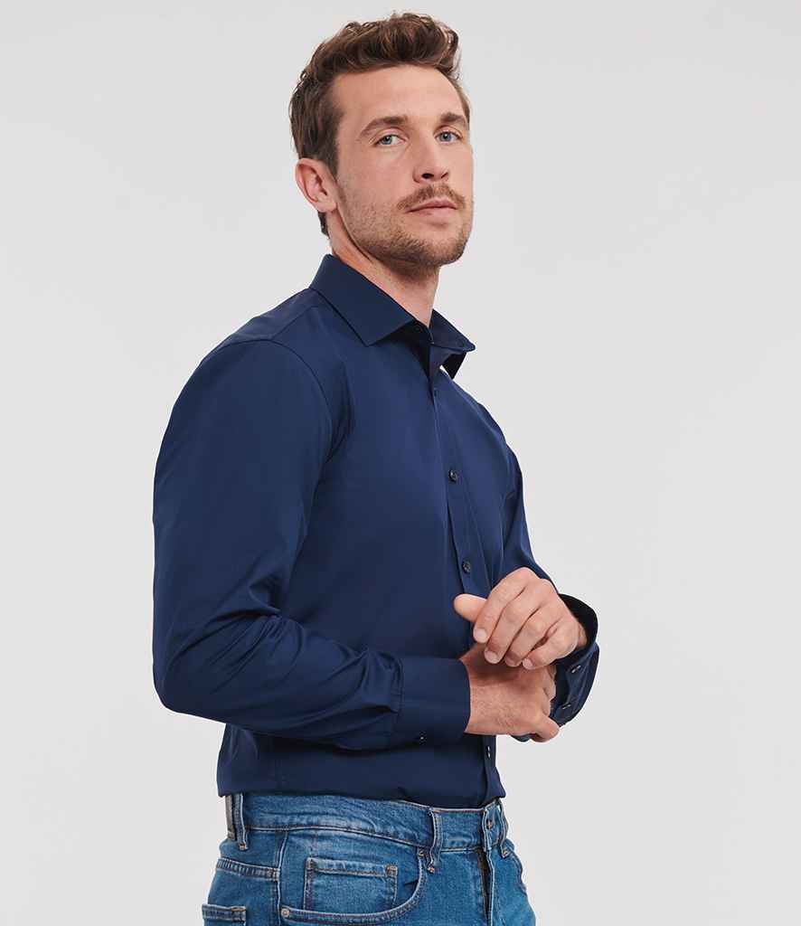 Russell Collection Long Sleeve Ultimate Stretch Shirt | Bright Navy