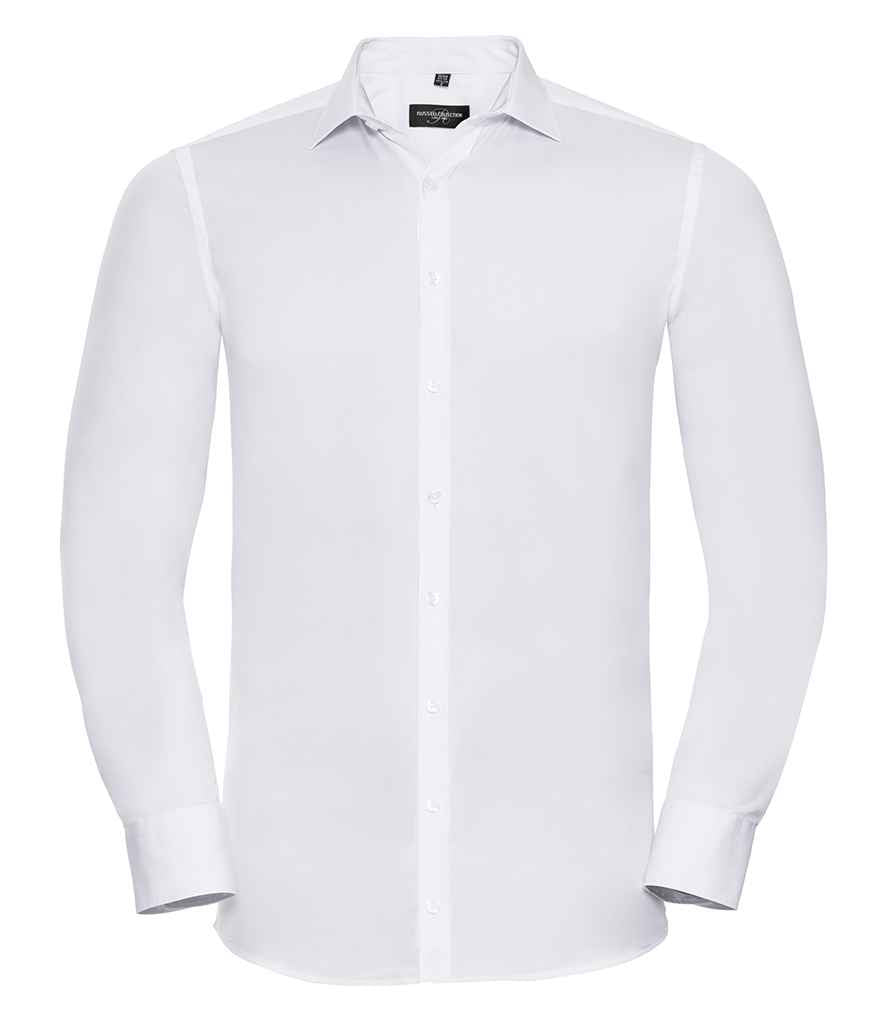 Russell Collection Long Sleeve Ultimate Stretch Shirt | White