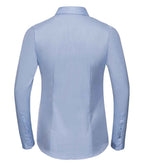 Russell Collection Ladies Long Sleeve Herringbone Shirt | Light Blue