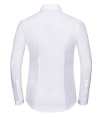 Russell Collection Ladies Long Sleeve Herringbone Shirt | White