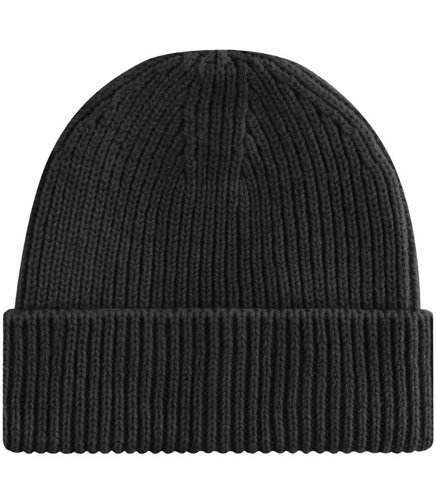 Beechfield Engineered Knit Ribbed Beanie | Black
