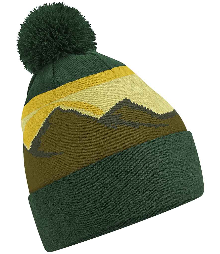 Beechfield Mountain Peaks Pom Pom Beanie with Classic Peak Design