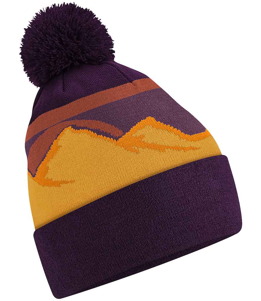 Beechfield Mountain Peaks Pom Pom Beanie with Classic Peak Design