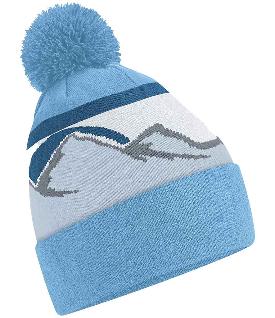 Beechfield Mountain Peaks Pom Pom Beanie with Classic Peak Design