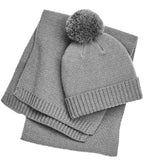 Beechfield Knitted Scarf and Beanie Gift Set | Light Grey Fleck