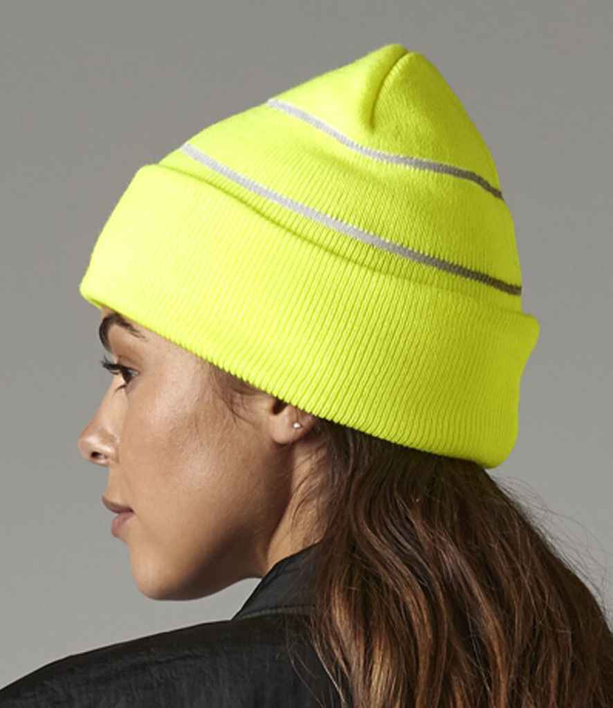 Beechfield Enhanced-Viz Beanie – High Visibility Safety Headwear for Outdoor Use