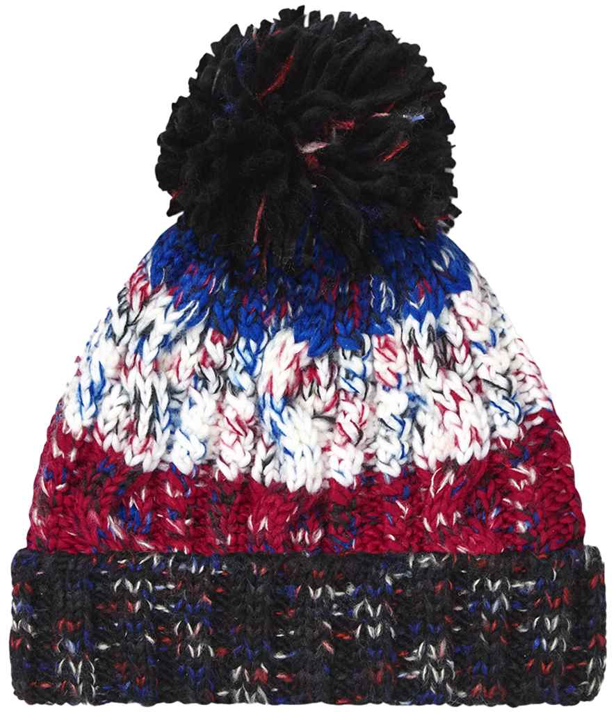 Beechfield Corkscrew Pom Pom Beanie – Classic Warm Knit Hat with Stylish Pom Pom Detail