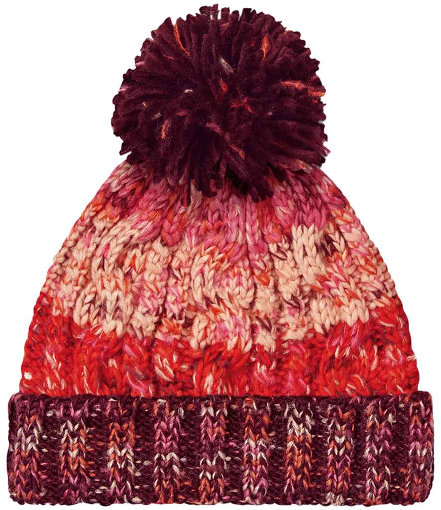 Beechfield Corkscrew Pom Pom Beanie – Classic Warm Knit Hat with Stylish Pom Pom Detail