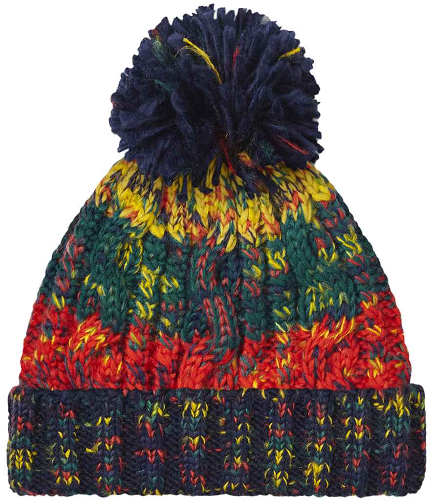 Beechfield Corkscrew Pom Pom Beanie – Classic Warm Knit Hat with Stylish Pom Pom Detail