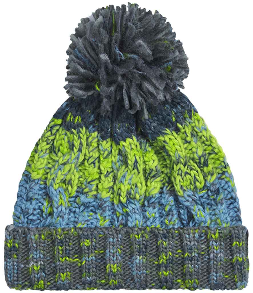 Beechfield Corkscrew Pom Pom Beanie – Classic Warm Knit Hat with Stylish Pom Pom Detail