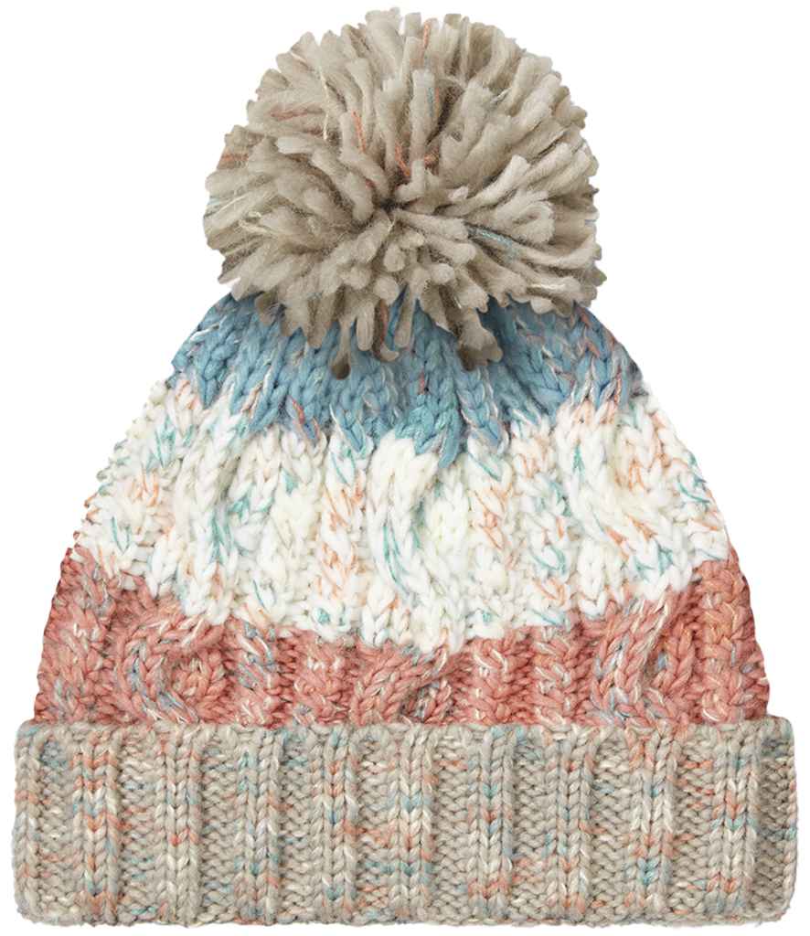 Beechfield Corkscrew Pom Pom Beanie – Stylish Winter Hat with Classic Twist Design
