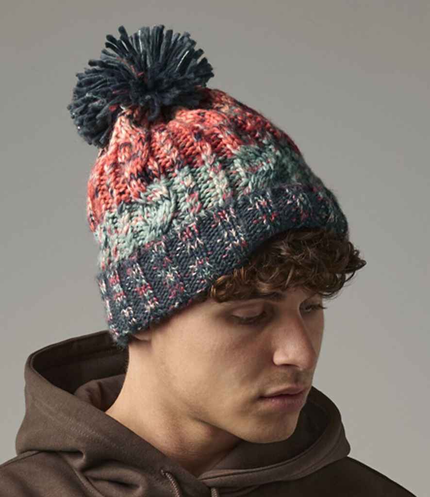 Beechfield Corkscrew Pom Pom Beanie – Stylish Winter Hat with Classic Twist Design