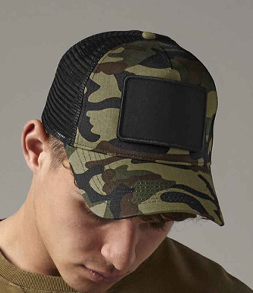 Beechfield Patch Snapback Trucker Cap with Classic Logo Patch and Adjustable Snapback Closure
