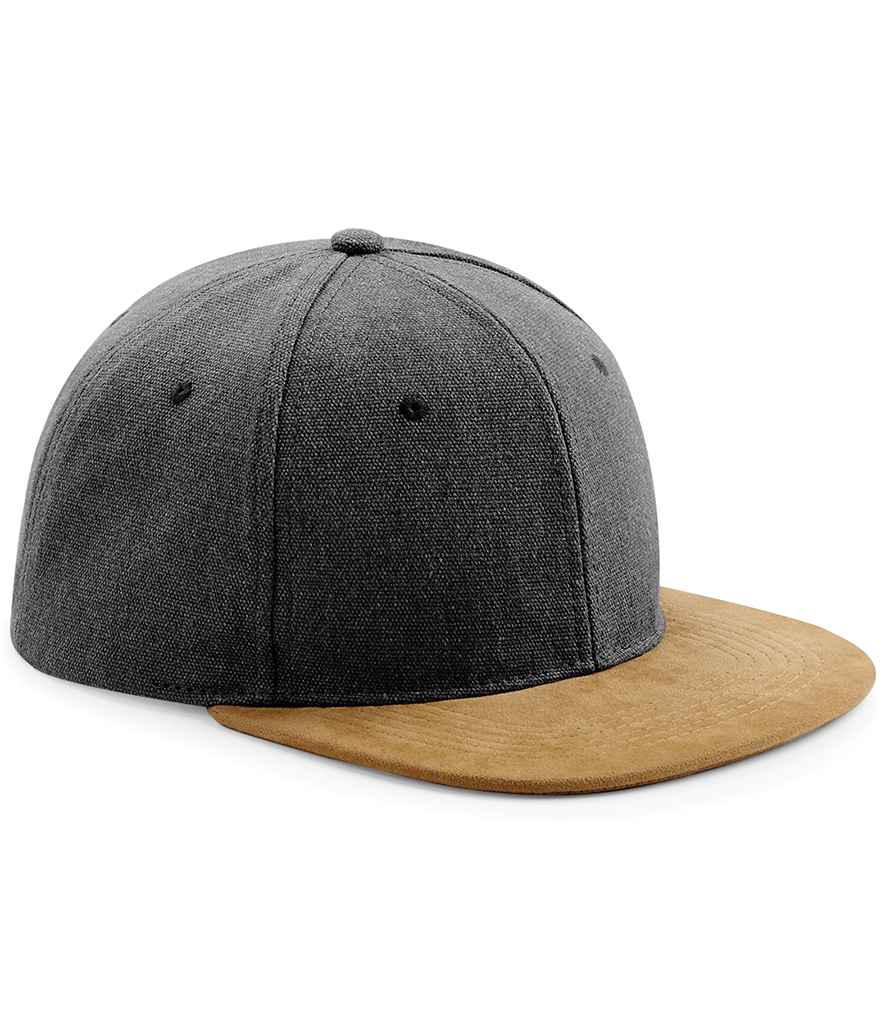Beechfield Suede Peak Snapback Cap with Classic Structured Design and Adjustable Fit