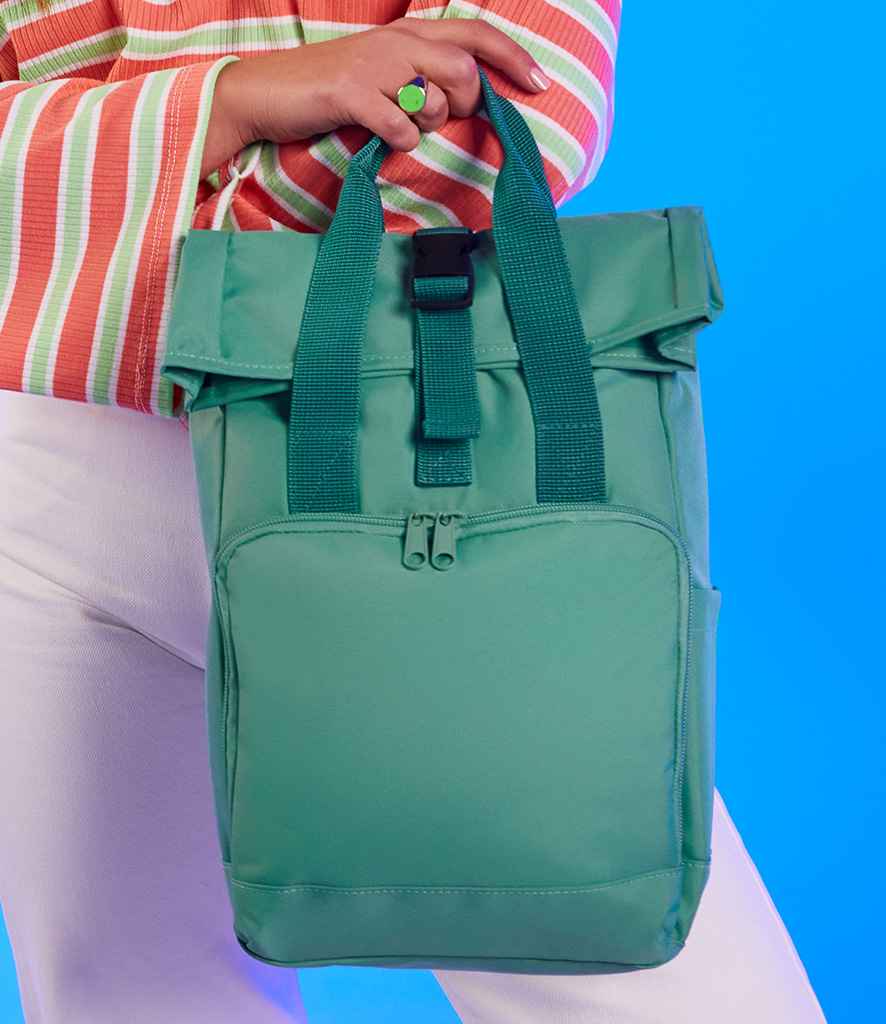BagBase Recycled Mini Twin Handle Roll-Top Backpack with Sustainable Design and Durable Build