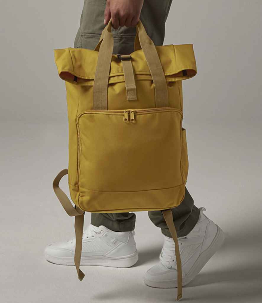 BagBase Recycled Twin Handle Roll-Top Backpack with Sustainable Design and Durable Construction