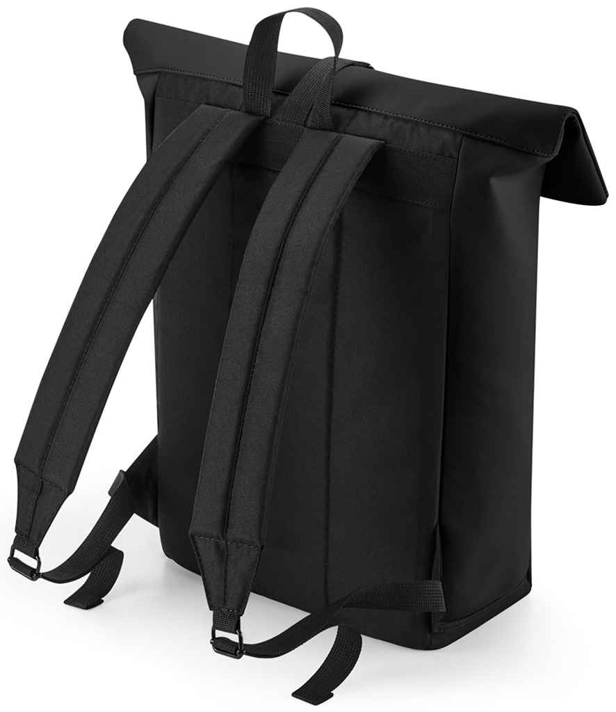 BagBase Matte PU Roll-Top Backpack | Black