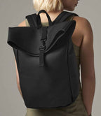 BagBase Matte PU Roll-Top Backpack | Black