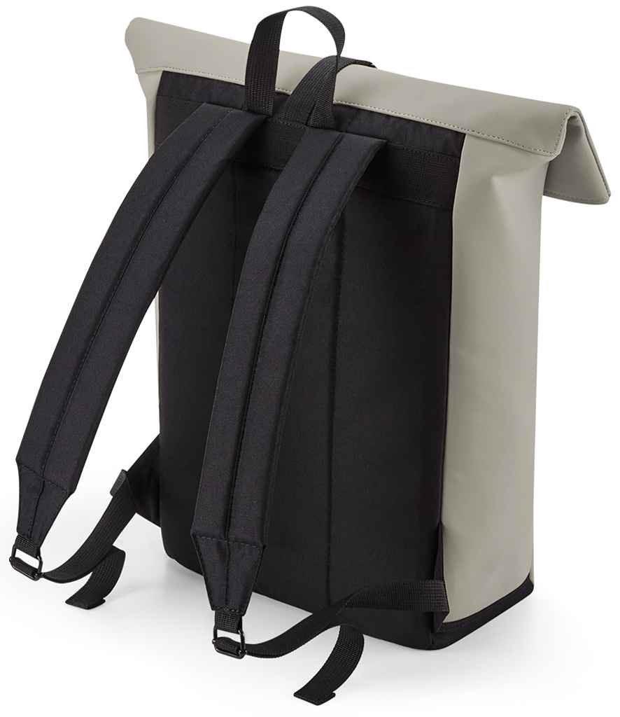 BagBase Matte PU Roll-Top Backpack with Durable Water-Resistant Finish and Stylish Design
