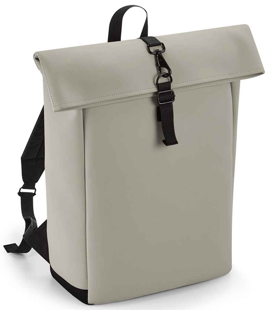 BagBase Matte PU Roll-Top Backpack with Durable Water-Resistant Finish and Stylish Design