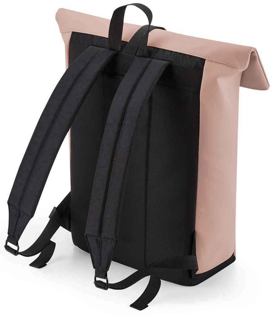 BagBase Matte PU Roll-Top Backpack with Durable Water-Resistant Finish and Stylish Design
