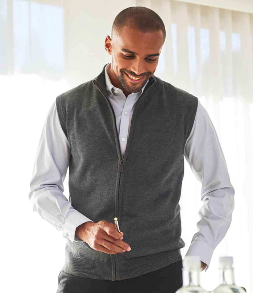 Brook Taverner Lincoln Knitted Zip Gilet with Front Zip and Classic Design