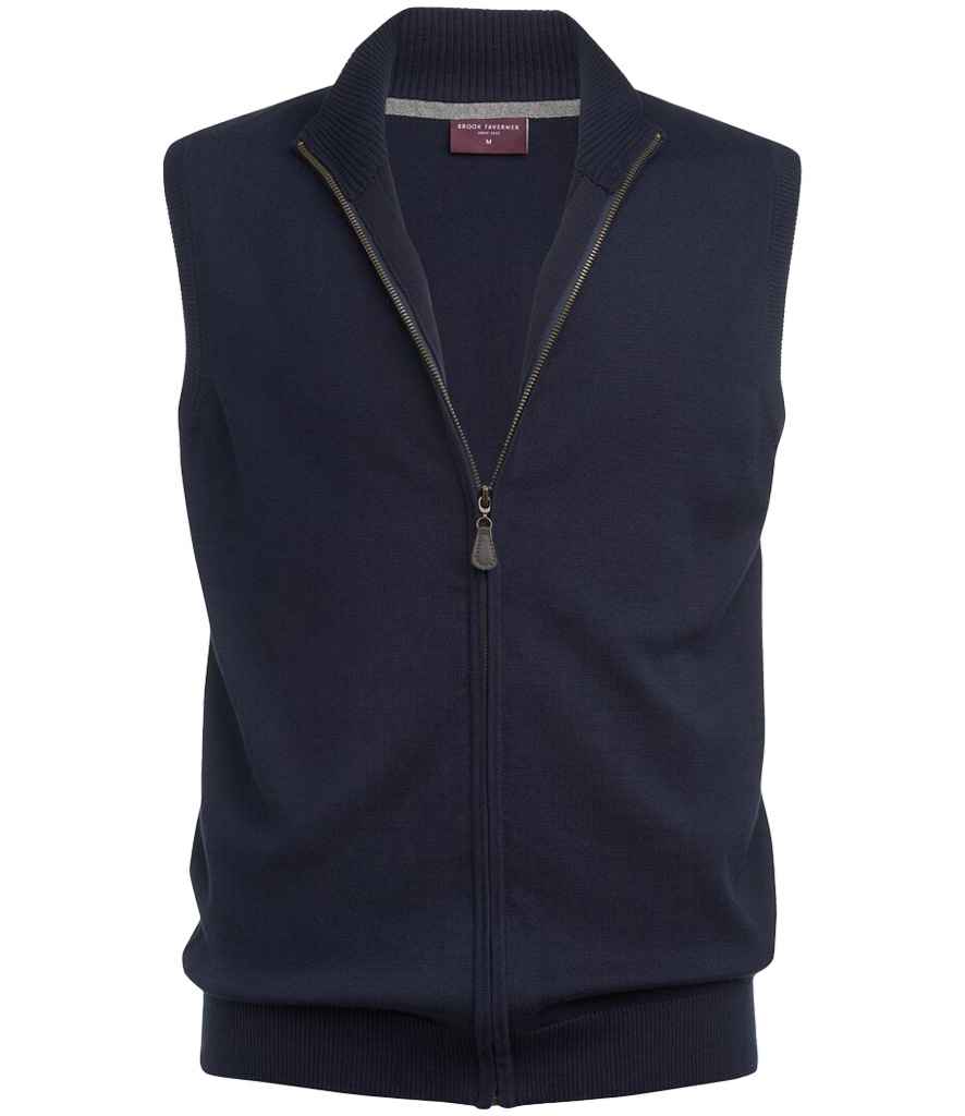 Brook Taverner Lincoln Knitted Zip Gilet with Front Zip and Classic Design