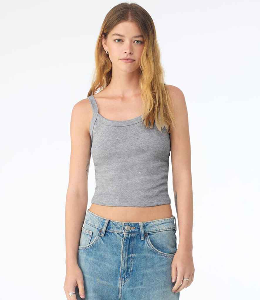 Bella Ladies Micro Rib Spaghetti Strap Tank Top in Solid and Heather Blends