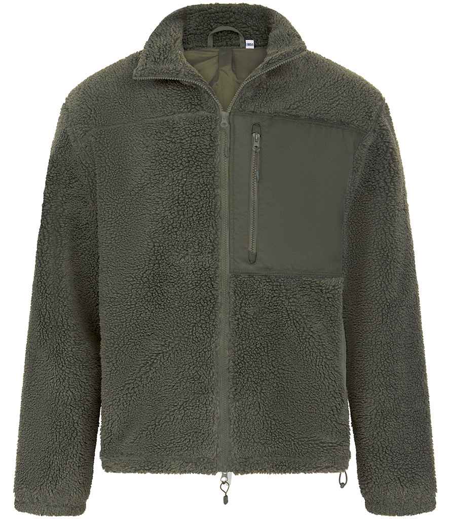 Front Row Recycled Sherpa Fleece Jacket | Dark Olive