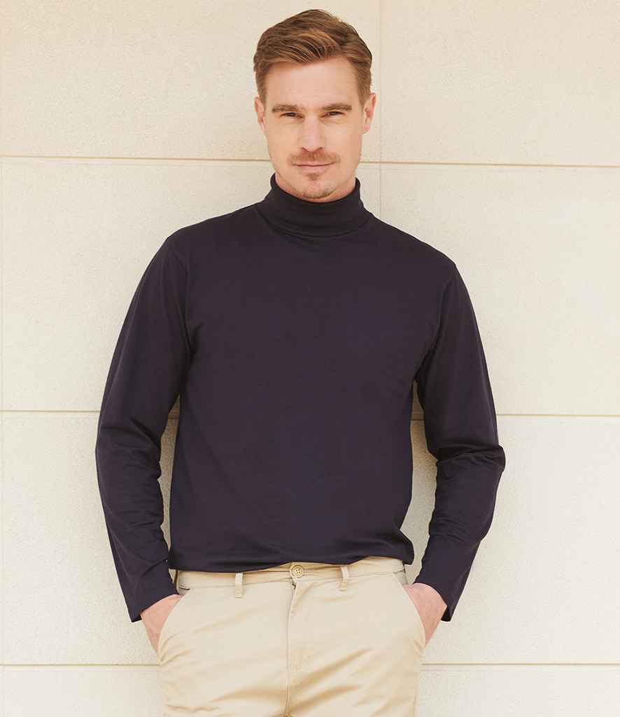 Henbury Long Sleeve Roll Neck Top with Classic Fit and Comfortable Fabric