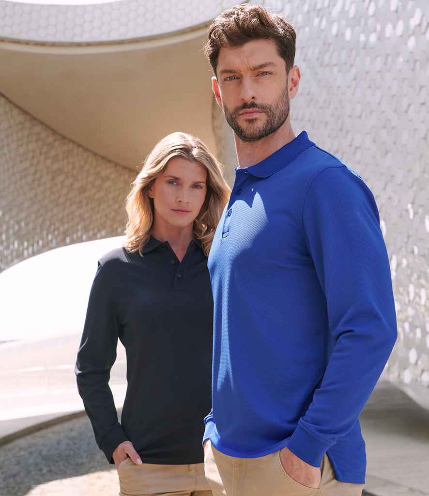 Henbury Unisex Long Sleeve Coolplus® Piqué Polo Shirt