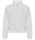 AWDis Ladies Cropped 1/4 Zip Sweatshirt | Arctic White