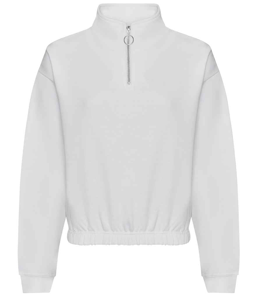AWDis Ladies Cropped 1/4 Zip Sweatshirt | Arctic White