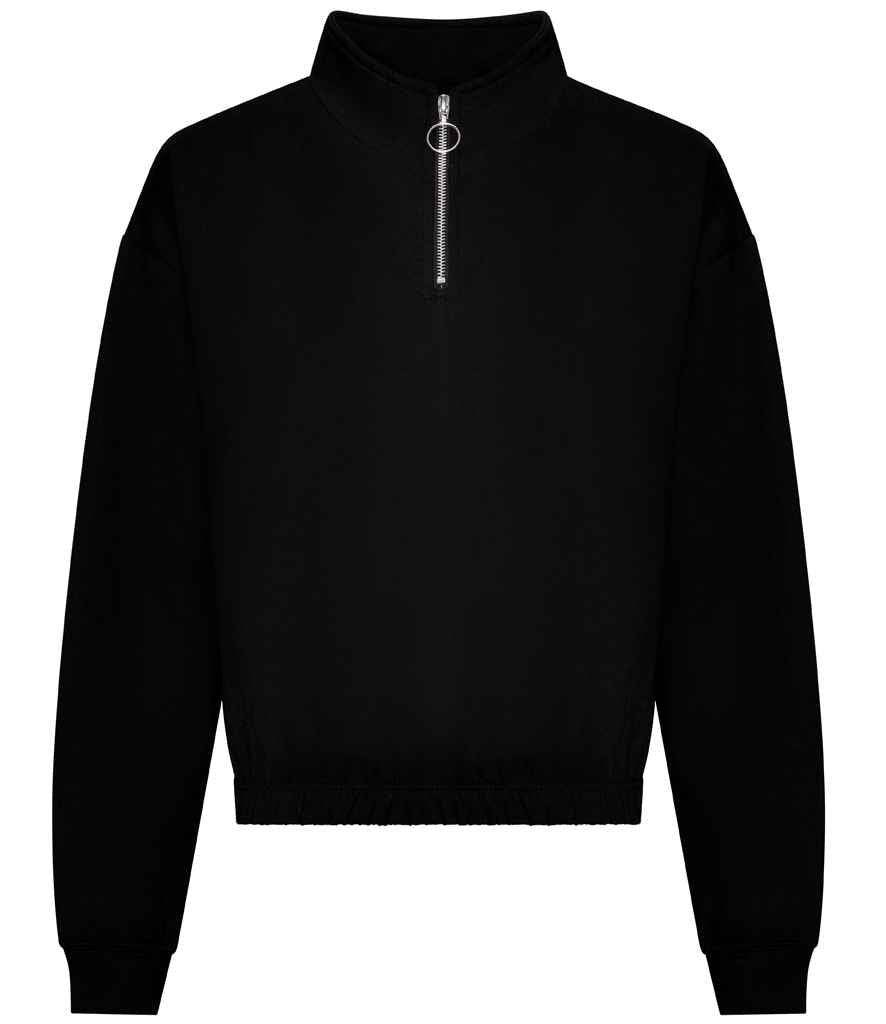 AWDis Ladies Cropped 1/4 Zip Sweatshirt | Deep Black