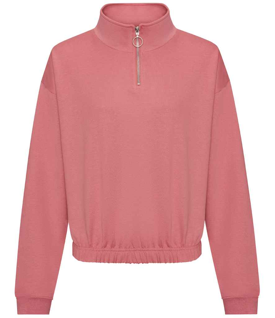 AWDis Ladies Cropped 1/4 Zip Sweatshirt | Dusty Rose