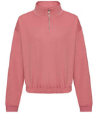 AWDis Ladies Cropped 1/4 Zip Sweatshirt | Dusty Rose