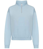 AWDis Ladies Cropped 1/4 Zip Sweatshirt | Sky Blue