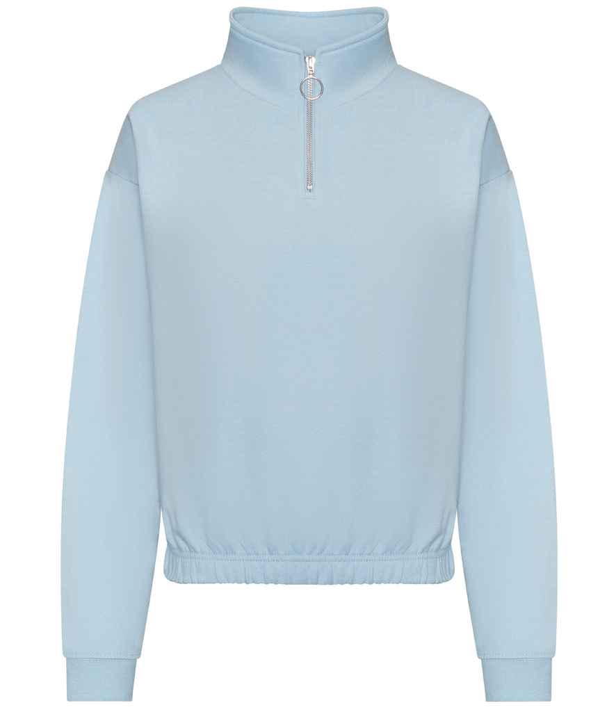 AWDis Ladies Cropped 1/4 Zip Sweatshirt | Sky Blue