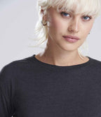 AWDis Ladies Long Sleeve Cropped T-Shirt | Heather Black