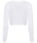 AWDis Ladies Long Sleeve Cropped T-Shirt | Solid White