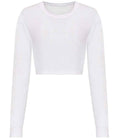 AWDis Ladies Long Sleeve Cropped T-Shirt | Solid White